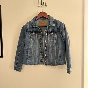 Blank NYC Distressed Blue Denim Jacket cropped